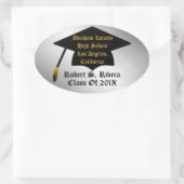 シルバー、金ゴールド、ブラックカスタム卒業ステッカー 楕円形シール (バッグ)