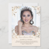 シルバー、金ゴールド&ホワイトフローラキンセスペインのーニェラ 招待状 (裏面)