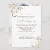 シルバー、金ゴールド&ホワイトフローラキンセスペインのーニェラ 招待状 (正面/裏面)
