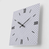 シルバー、金属的な外観、ちりばめの格子 スクエア壁時計 (傾斜)