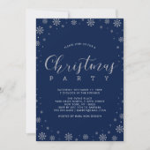 シルバー |雪モダン片クリスマスディナーパーティー 招待状 (正面)
