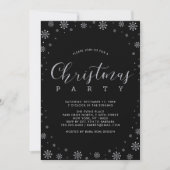 シルバー |雪モダン片クリスマスディナーパーティー 招待状 (正面)