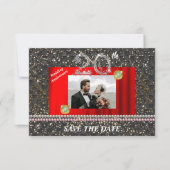 シルバー 20周年 結婚記念日 ブラック 織りパール 招待状 (正面)