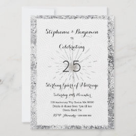 シルバー 25周年 グリッター エレガント おしゃれ 招待状