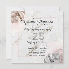 シルバー 25周年 結婚記念日 エレガント グリッター 招待状