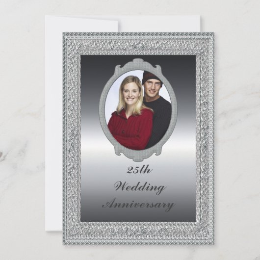 シルバー 25周年 結婚記念日 パーティー 招待状 (正面)