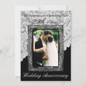 シルバー 25周年 結婚記念日 写真 招待状 (正面)