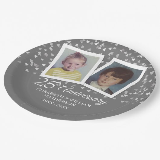 シルバー 25周年 結婚記念日 幼少期の写真 ペーパープレート (アングル)
