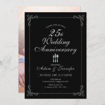 シルバー 25周年 結婚記念日 招待状 カード