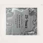 シルバー 25周年 結婚記念日 背景 タペストリー (正面(横))