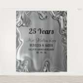 シルバー 25周年 結婚記念日 背景 タペストリー (正面)