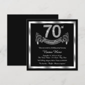 シルバー 70歳の誕生日パーティー 招待状 (正面/裏面)