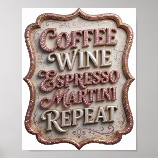 シルバー COFFEE WINE ESPRESSO MARTINI REPEAT ポスター (正面)