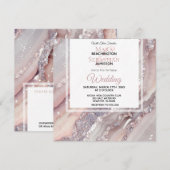 *～* シルバー QR フラッシュ ピンク アゲート AR66 RSVP ウェディング 招待状 (正面/裏面)