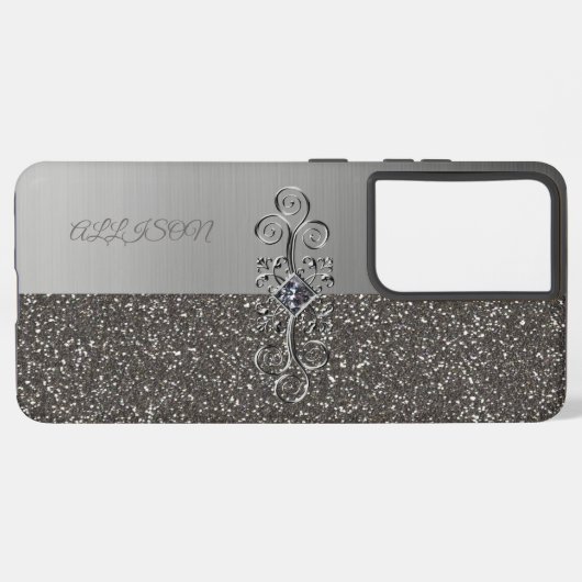 シルバー SAMSUNG GALAXYケース (左側面)