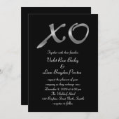 シルバー XO の結婚式招待状 招待状 (正面/裏面)