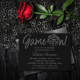 シルバーD20ゲームオン |ファンタジーサイコロブライダルシャワー 招待状