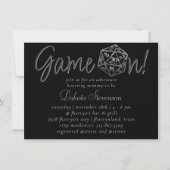 シルバーD20ゲームオン |ファンタジーサイコロブライダルシャワー 招待状 (正面)