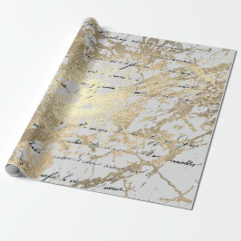 シルバーFoxier金ゴールドスクリプト光沢のあるメタリックブラック ラッピングペーパー