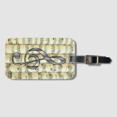 シルバーGクレフ、 音符記号転がオンシートミュージック~ ラゲッジタグ (正面横)