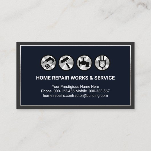 シルバーHandyman Toolsフレーム 名刺 (裏面)