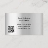 シルバーQRコードグリッターが女性を滴下 名刺 (裏面)