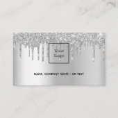 シルバーQRコードグリッターが女性を滴下 名刺 (正面)
