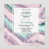 *~*シルバーQRミントピンクアゲートAR66 RSVP 結婚's 招待状 (正面/裏面)