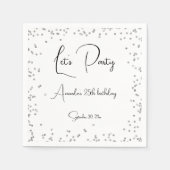 シルバーSparkles完全にカスタマイズ可能なLet'sパーティー スタンダードカクテルナプキン (正面)