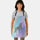 シルバーUnicorn、星、シルバー《写真》ぼけ味ホログラフィック エプロン (インサイチュ)