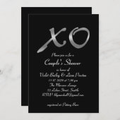 シルバーXOカップルのシャワー招待状 招待状 (正面/裏面)
