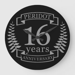 シルバ伝統的ーの記念日16年 ラージ壁時計