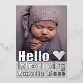 シルバ実在ー写真コラージュHelloベビー発表 箔招待状 (正面)