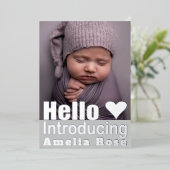 シルバ実在ー写真コラージュHelloベビー発表 箔招待状 (立ち正面)