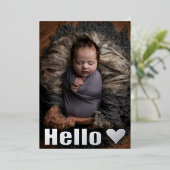 シルバ実在ー写真コラージュHelloベビー発表 箔招待状 (立ち正面)