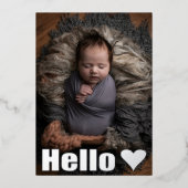 シルバ実在ー写真コラージュHelloベビー発表 箔招待状 (正面)