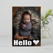 シルバ実在ー写真コラージュHelloベビー発表 箔招待状 (立ち正面)