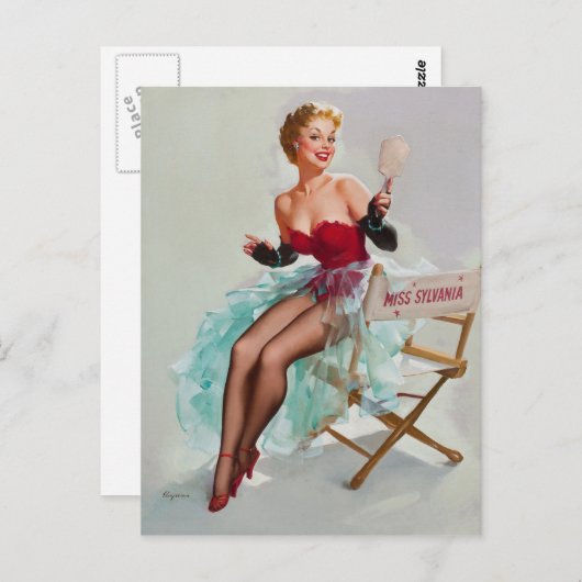 シルバ恋しく思ニアのピンアップ女子 ポストカード (正面/裏面)