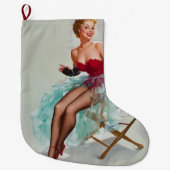 シルバ恋しく思ニアのピンアップ女子 ラージクリスマスストッキング (正面)