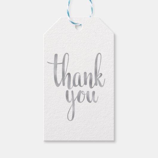 シルバ感謝していーユーメッセージカード、フォイルフォント ギフトタグ (正面)