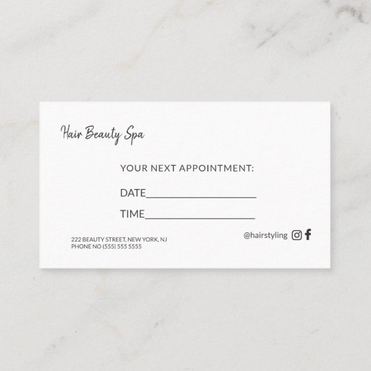 シルバ独占的ーグレーレザールック美容師 予約カード (裏面)