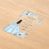 シルバ王室のライトブループリンセスキンセアニラ アクリル招待状 (レイダウン)