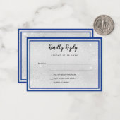 シルバ王室のーの金エレガント属の弓ウェディングRSVP ノートカード (正面/裏面インサイチュ)