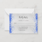 シルバ王室のーモダンブルーウェディングRSVP ノートカード (正面)