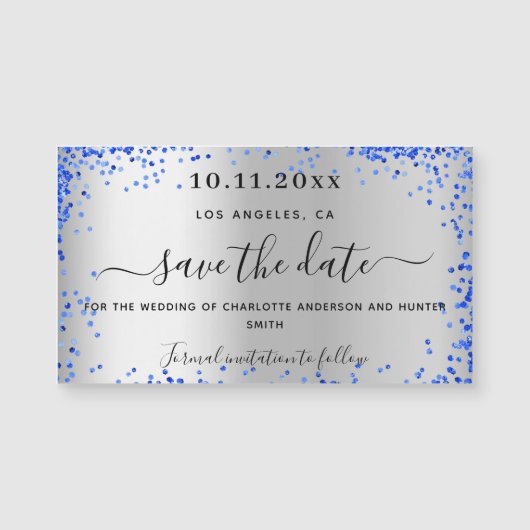 シルバ王室のー・ブルーの結婚式は日付磁石を保存 (正面)