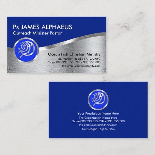 シルバ素晴らしー・ブルー・イクサス・クリスチャン 名刺 (正面/裏面)