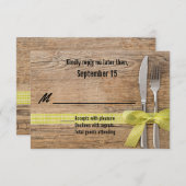 シルバ素朴ウェア結婚式RSVPカード付き木材 出欠カード (正面/裏面)