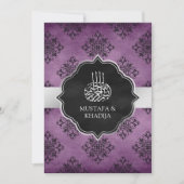 シルバ素朴ーパープルブラックダマスムスリム結婚ズ 招待状 (正面)