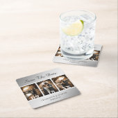 シルバ結婚ーの写真が日付を救う スクエアペーパーコースター (インサイチュ)