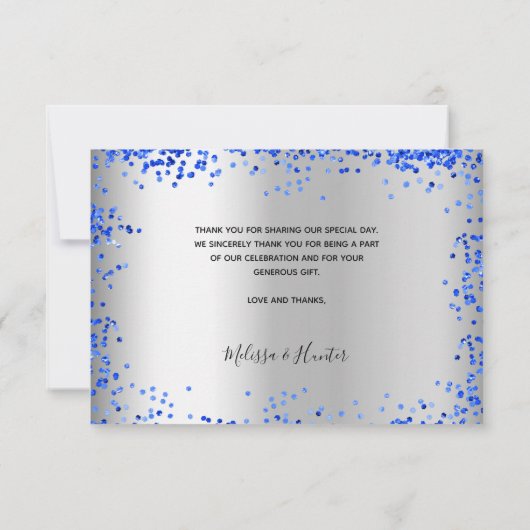 シルバ結婚ーの王室の青い写真の脚本 サンキューカード (裏面)